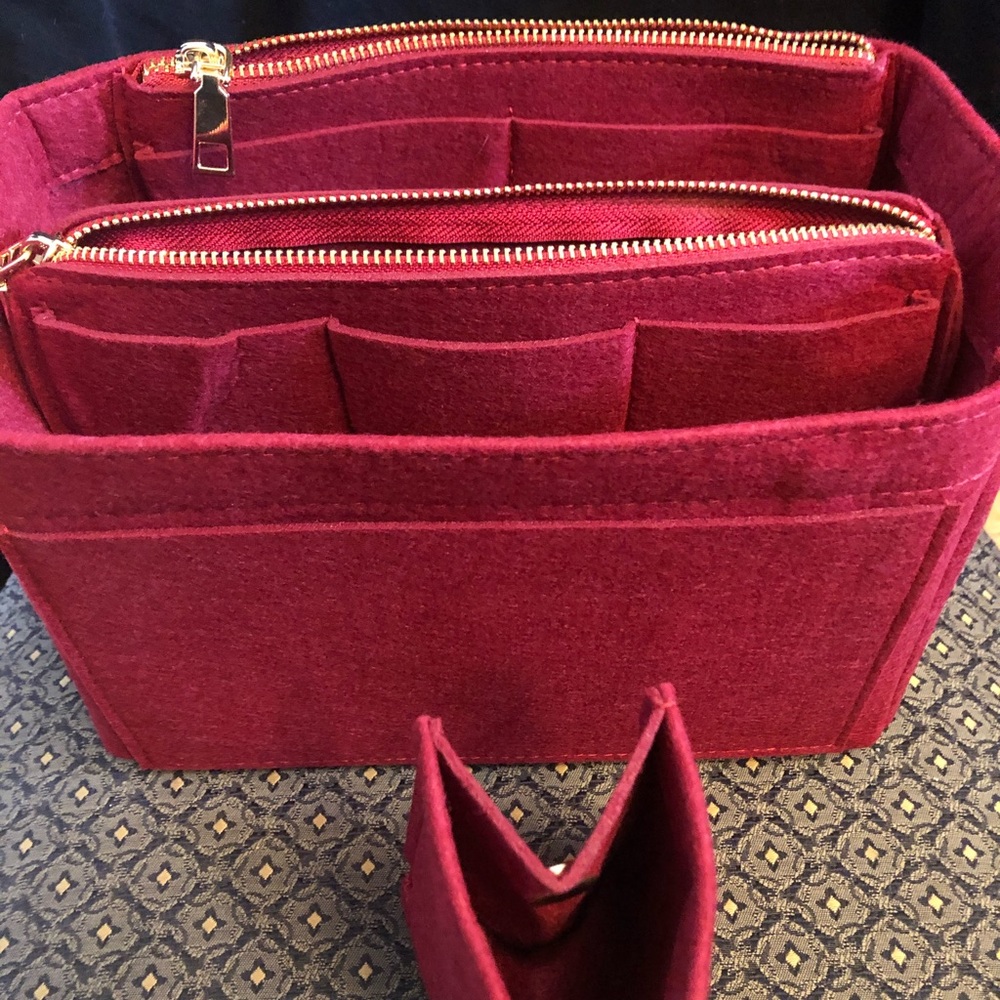 Purse Tote RED Small insert organizer protector Zip divider this design - Picture 6 of 8